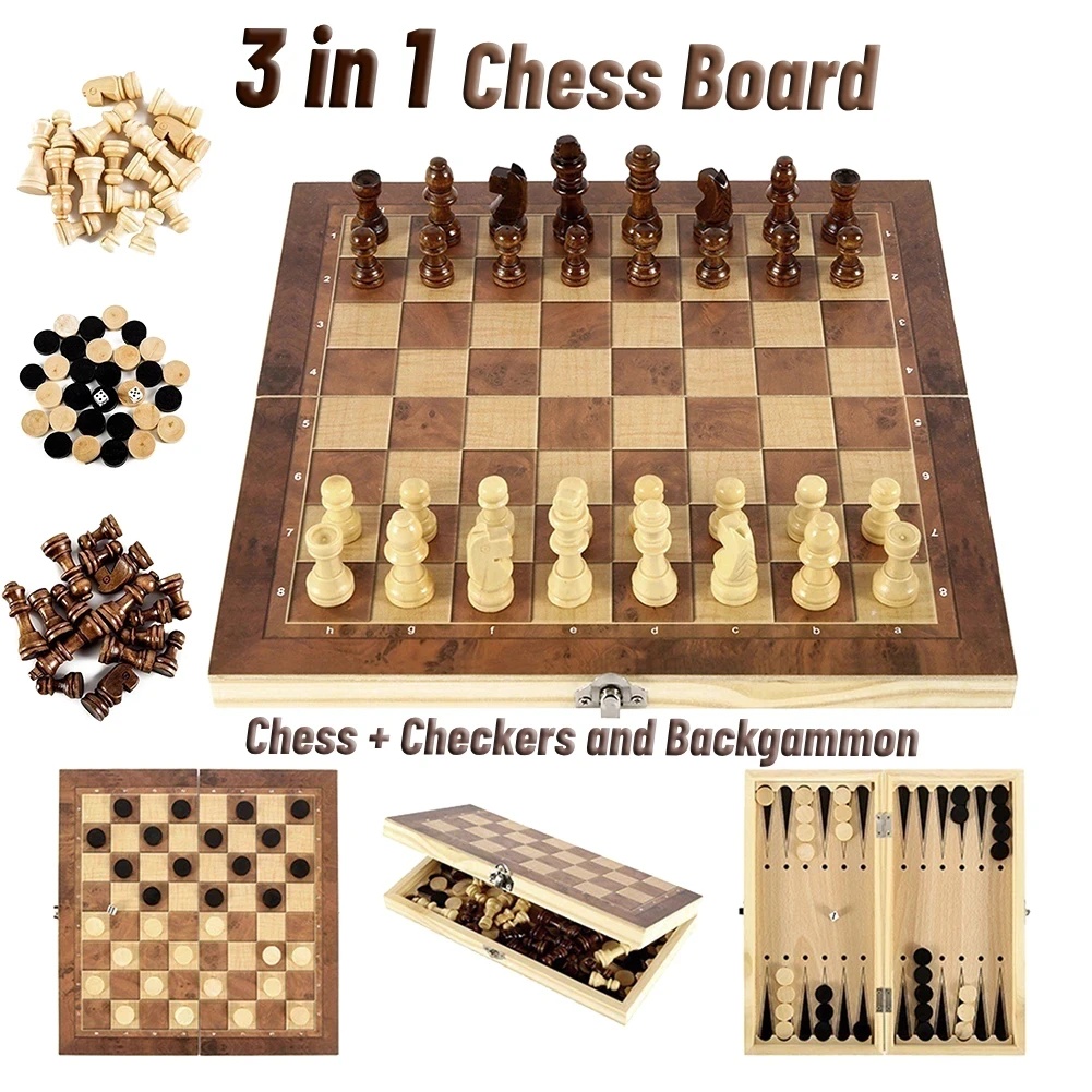 Zestaw drewnianych gier 3 w 1: – Board Game Vantage recenzja i cena